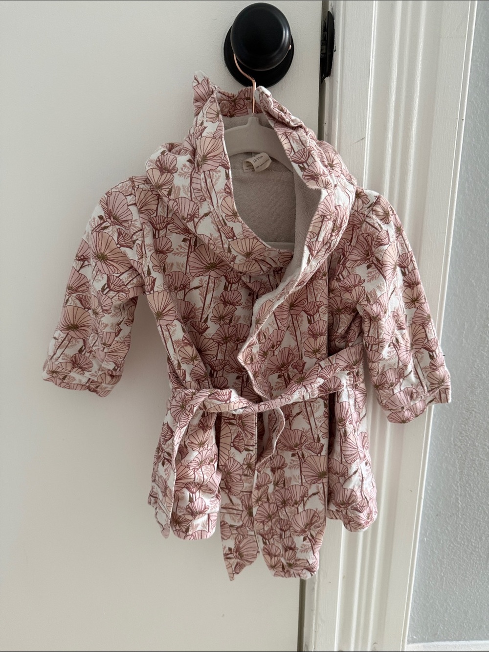 kate quinn Rose-Pink Floral Kids Robe with Tie Belt